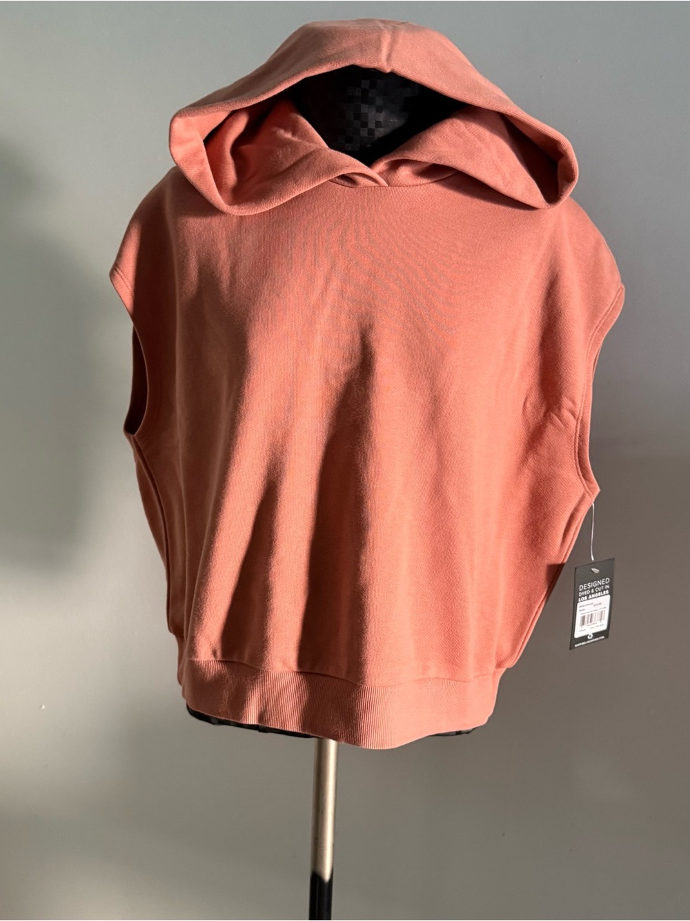 Salmon Pink Sleeveless Hoodie